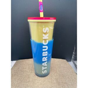 Starbucks 2023 Spring Straw Topper Blue Wave Color blend Changing Tumbler 24 oz